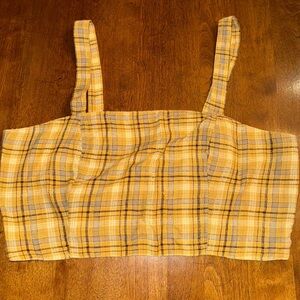 American Eagle Yellow and Black Plaid Crop Top
